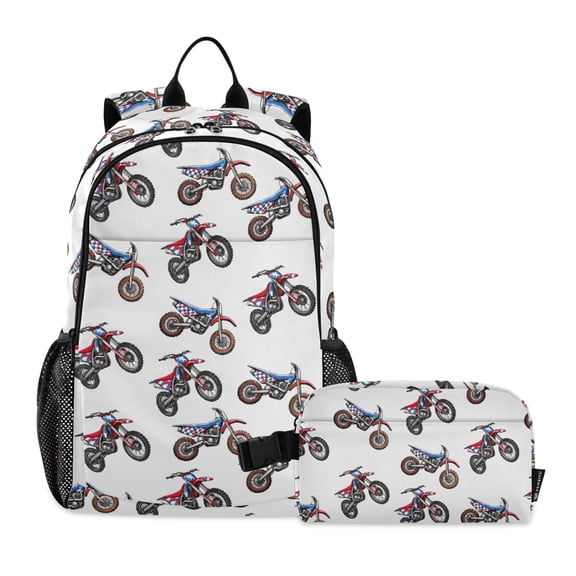 ALAZA Mountain Bikes School Backpack Lunch Box Set Student Bookbag