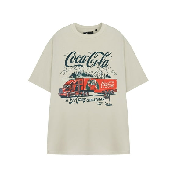 Coca Cola T-Shirt à Manches Courtes Beige pour Femmes
