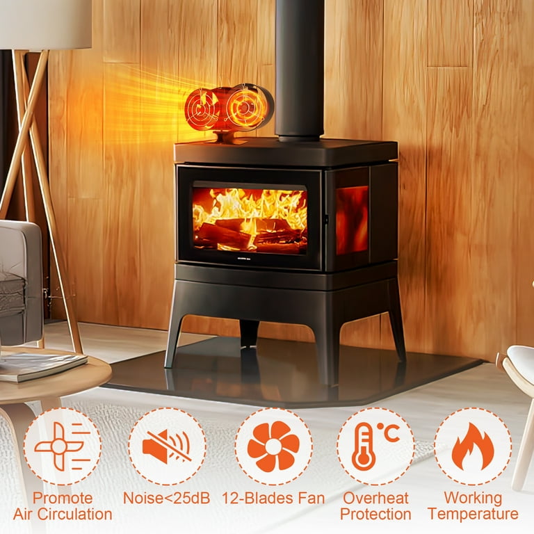 Wood Stove Fan, Fireplace Fan, Heat Powered Stove, Non Electric for Log  Burner/Burning/Wood Burner Stove, Quiet Motor, Circulating Warm Air Saving  Fan