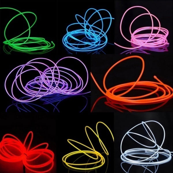 EL Wire Neon Light LED Lamp Flexible Rope Party Car Decor 12V Driver Power