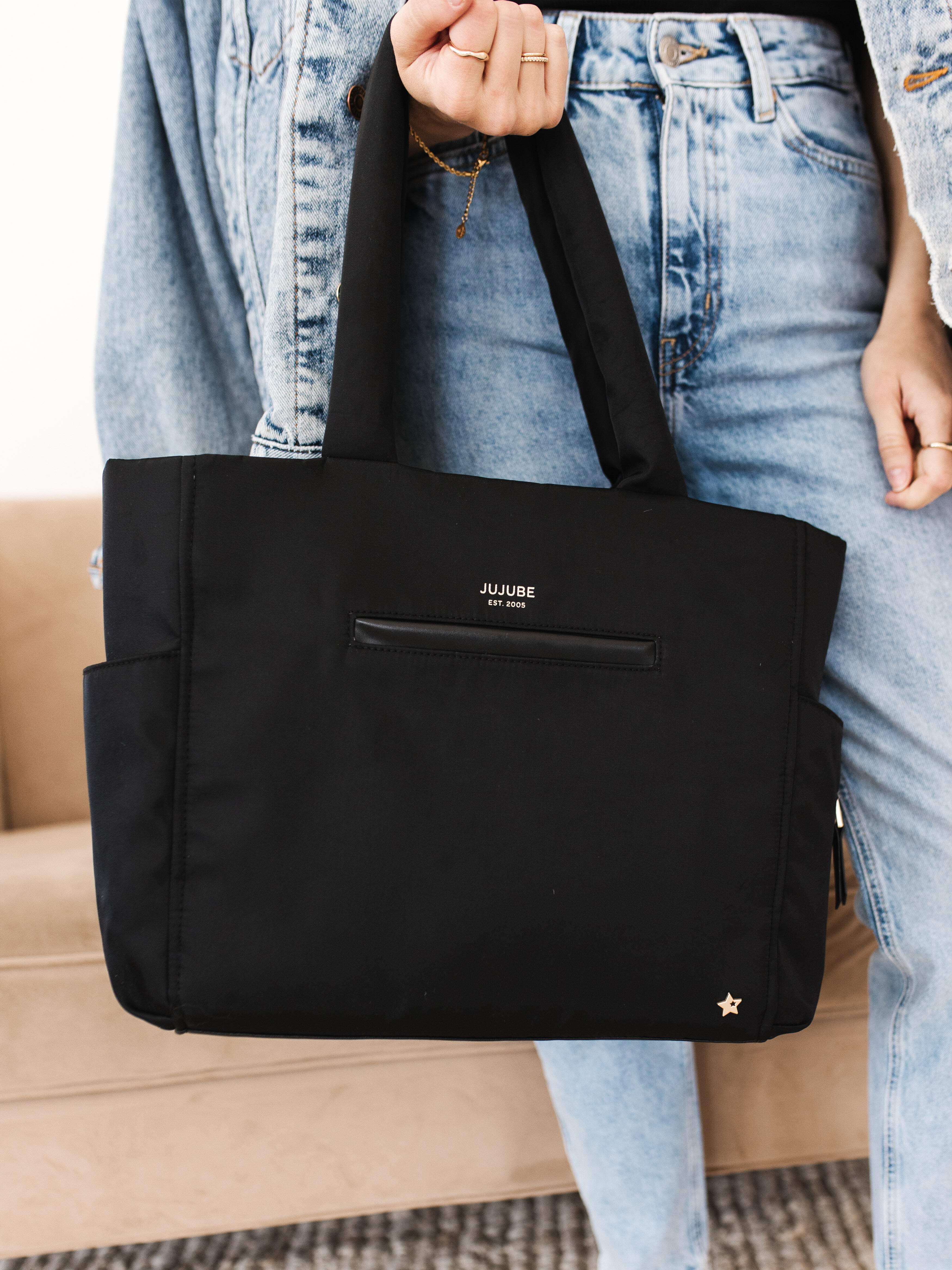JuJuBe Signature Large Utility-Strap Tote Diaper Bag - Black