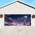 thumbnail image 5 of Gran pancarta para puerta de garaje exterior para la temporada navideña Cartel de bienvenida festivo para colgar en el porche delantero del jardín con Papá Noel, renos, muñeco de nieve y felicita..., 5 of 5