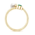 thumbnail image 3 of Rosec Jewels Freshwater Pearl Emerald Toi Et Moi Promise Ring - Ready to Gift with Jewelry Box, 14K Yellow Gold, US 13.00, 3 of 9