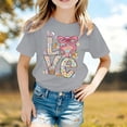 thumbnail image 2 of LRen Easter Shirts for Girls Rabbit Print Short Sleeve T Shirts Cute Happy Easter Vacation Tops Clothes for Children, 2 of 5