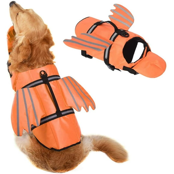Unique Wings Design Dog Life Jacket, Pet Flotation Life Vest with Handle for Small, Middle, and Large Size Dogs, Perfect for Swim, Pool, Beach, and Boating