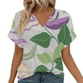 thumbnail image 2 of Womens Tops Womens Tops Short Sleeve Shirts 2025 Fashion V Neck Outfits Clothes Shirts for Women, 2 of 4