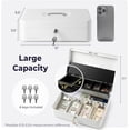 thumbnail image 5 of Volcora Large Cash Box with Key Lock, Metal Money Box for Cash, Portable Locking Safe Box with Money Tray, Durable Money Saving Organizer for Yard Sale, Garage Sale, Small Business, White, 5 of 7
