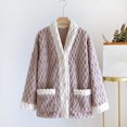 thumbnail image 2 of RXMEKW Fleece Cardigan for Women Long Sleeve Loose Fit Home Wear Robe Pink Size L, 2 of 5