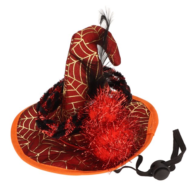 Sombrero para mascotas de Halloween, lindo sombrero de bruja ajustable para perros y gatos, agradable a la piel, a la moda, con decoración de araña para perros, conejos y cerdos