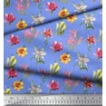 thumbnail image 3 of Soimoi Blue Cotton Duck Fabric Lily & Lotus Floral Print Sewing Fabric Yard 42 Inch Wide, 3 of 3