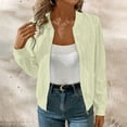 thumbnail image 6 of Hjlmsx Bomber Jacket for Women Textured Lightweight Zip Up Jackets Casual Stand Collar Zipper Coat Fall Fashion Outerwear Top Yellow M, 6 of 9