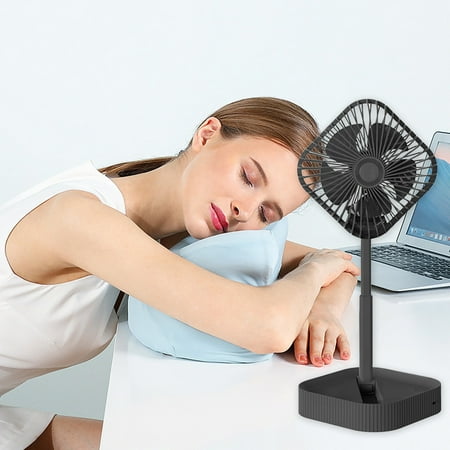 

Bxaolu Portable Pedestal Fan - Foldaway Standing Fan Foldable Desk Fan Wireless Use 1200Mah Rechargeable Battery Control Telescopic 3Speed Quiet Fan For Home Kitc