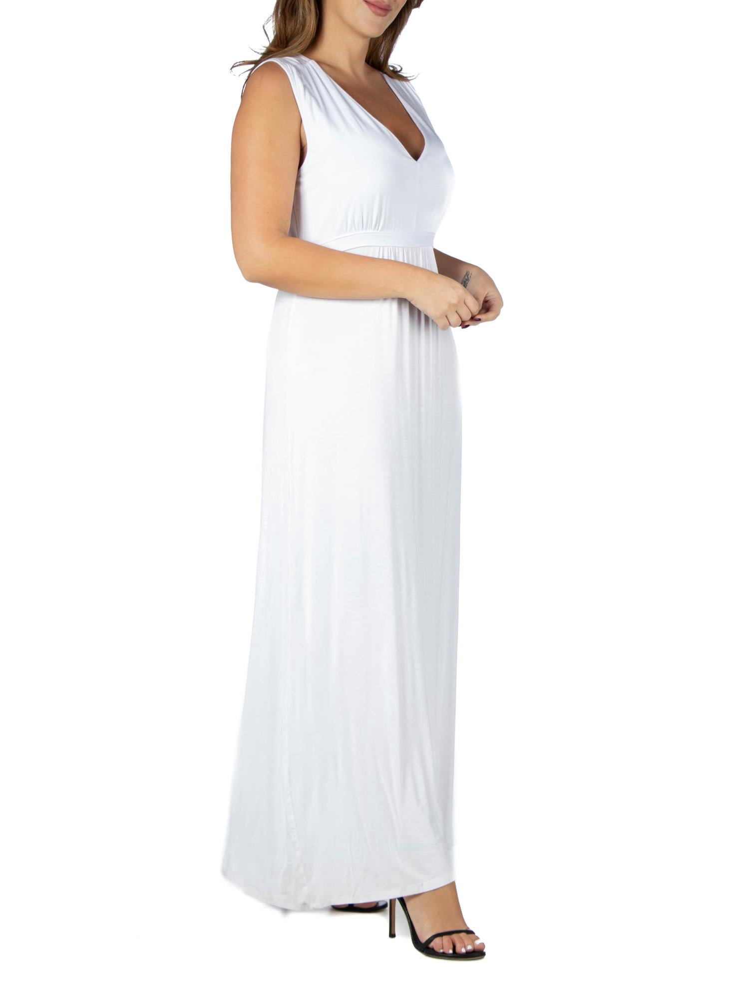 24seven Comfort Apparel Plus Size Sleeveless Empire Waist Maxi Dress