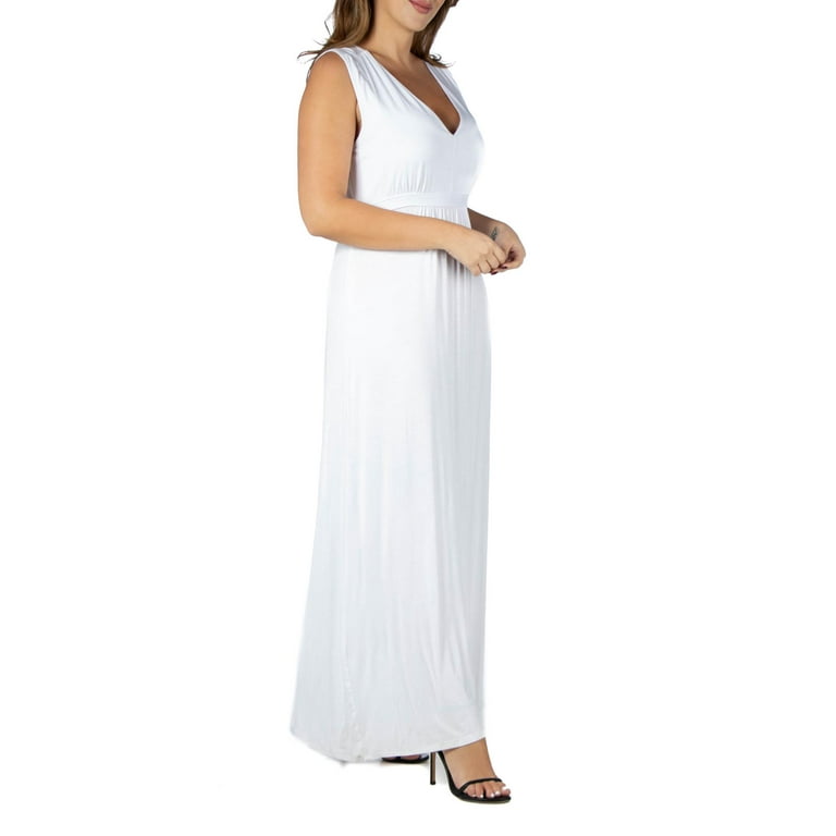 24seven Comfort Apparel Plus Size Sleeveless Empire Waist Maxi