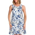 thumbnail image 1 of Fotbe Blue Paisley Vestido de Verano sin Mangas para Mujer – Vestido Midi Línea A, Estilo Camiseta Floral, Vestido Playero Casual y Fluido, 1 of 7