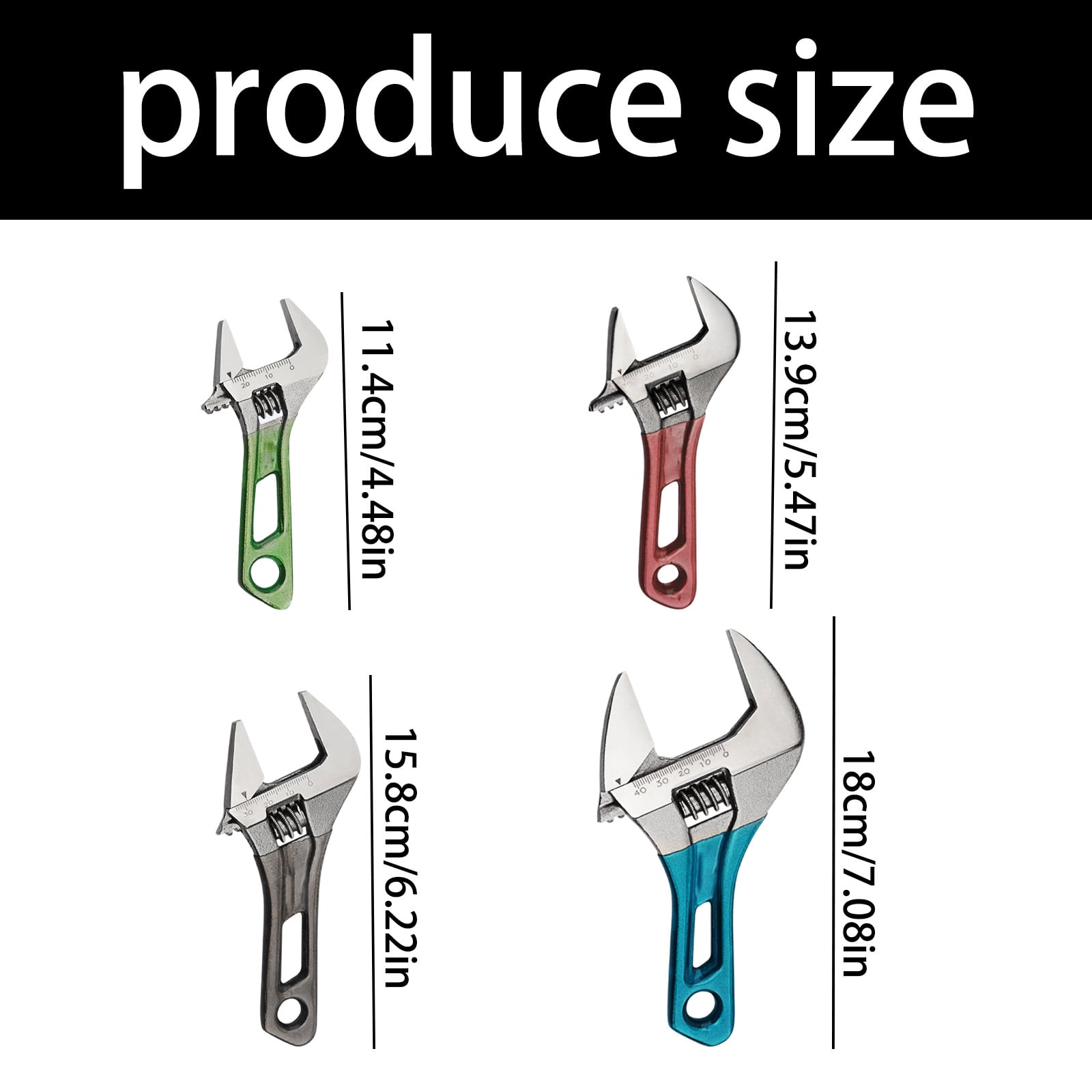 Compact Adjustable Wrench with Wide Jaw - Carbon Steel Ergonomic Grip for Plumbing Mechanical Maintenance