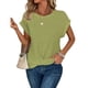 thumbnail image 2 of Xuyuer Women's Crew Neck Short Sleeve Knit Side Loose Solid Color Casual Top, Relaxed Fit Sweater Tee for Spring Summer Layering,Cozy Everyday Wear, 2 of 6