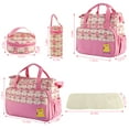 thumbnail image 4 of 5 Pcs Multifunctional Set Baby Changing Diaper Nappy Bag, Maternity Mummy Handbag, Portable Nappy Basket Storage Organiser, Maternity Baby Bag for Boys Girls(Pink), 4 of 6