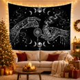 thumbnail image 3 of White Line-Art Hands with Moon Phases on Black, Mystical Gothic for Dark Art Lovers, Celestial Occult Decor Halloween Gift Tapestry Wall Hanging for Bedroom and Living Room, 3 of 7