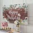 thumbnail image 5 of Efavormart 6ftx3ft White Brown Rustic Wood Floral Happy Birthday Photo Backdrop, Large Polyester Background Banner, 5 of 5