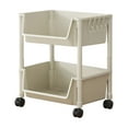 thumbnail image 2 of Vacemry Under $5 Rolling Storage Trolley Cart, 2-Tier Mobile Shelving Unit, Laundry Room Bathroom Organizer, Wheeled Utility Cart with Side Hoops, Plastic Construction for Home Use, 2 of 6