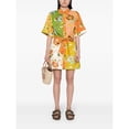 thumbnail image 3 of Women Floral Cotton Linen Dress, Short Sleeve Tie Waist Casual Summer Dress, 3 of 5