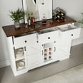 thumbnail image 4 of Oneinmil Buffet Sideboard Cabinet, Farmhouse Bar Cabinet with Removable Wine Rack & Drawers, Kitchen Storage Cabinet with Sliding Barn Door, White, 4 of 9