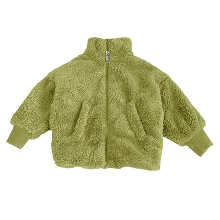 

Winter Coats for Girls Boys Kids Zipper Warm Fleece Fuzzy Jacket Toddler Baby Long Sleeve Thick Outerwear Sweatshirt