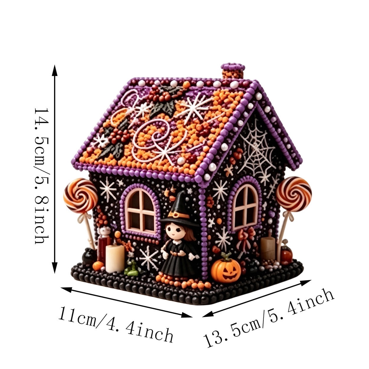 Halloween Decorations House Shaped DIY Diamond Art Tabletop Ornament Handmade Craft Kit Set Reusable for Mantel Cabinet Shelf Party Home Decor