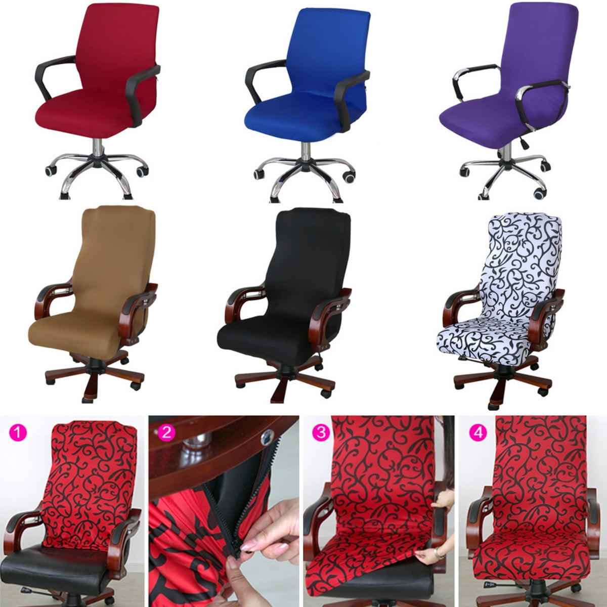 Swivel Computer Chair Cover Stretch Office Armchair Protector Seat Decoration