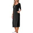 thumbnail image 4 of INSPIRE CHIC Women's Nightgown Lounge Long Dress Soft Nightshirt Sleepwear Pajamas with Pockets XS Black, 4 of 5