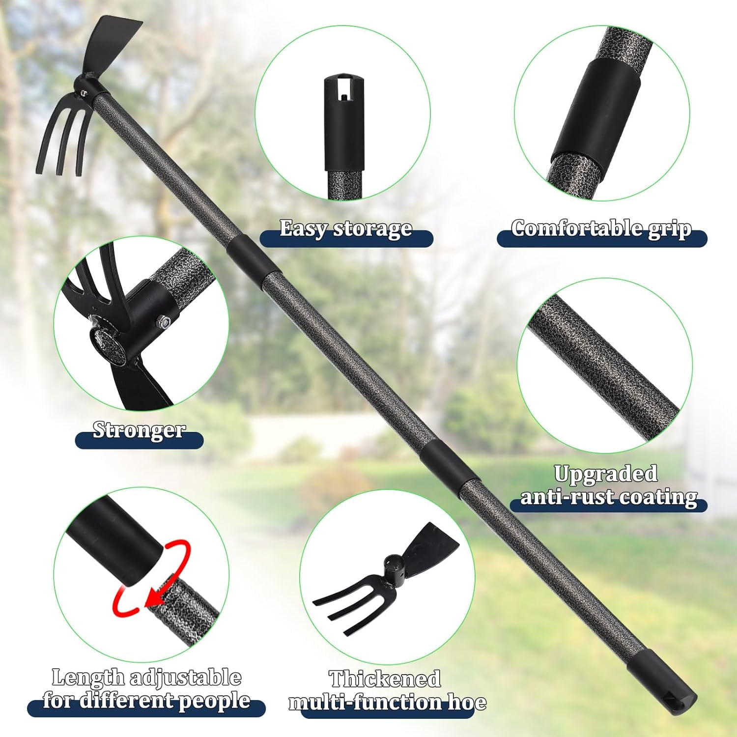 OLIYNEDY Weed Puller Tool with Long Handle,45" Manual Weeder 2 in 1 Hand Cultivator and Garden Hoe for Gardening