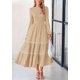 thumbnail image 5 of Vestido midi PRETTYGARDEN de manga larga con estampado floral fruncido para mujer, 5 of 9