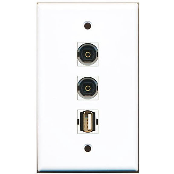 RiteAV - 1 Port USB A-A 2 Port Toslink Wall Plate