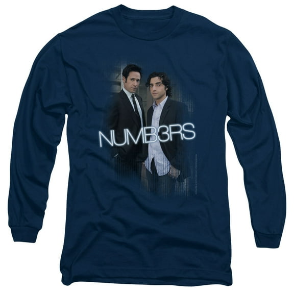 Numb3Rs Don & Charlie Long Sleeve Adult 18/1 T-Shirt Navy