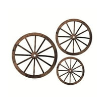 AUQ 3 Pcs Wheel Wall Decor,Handcrafted Wood Vintage Farmhouse Wheel Art,Easy Install Rustic Wagon Wheel Decor