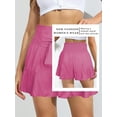 thumbnail image 6 of SLADYGLO Women Strappy Elastic Pleated Waist Wide-Leg Ruffle Hem Versatile Shorts, 6 of 6