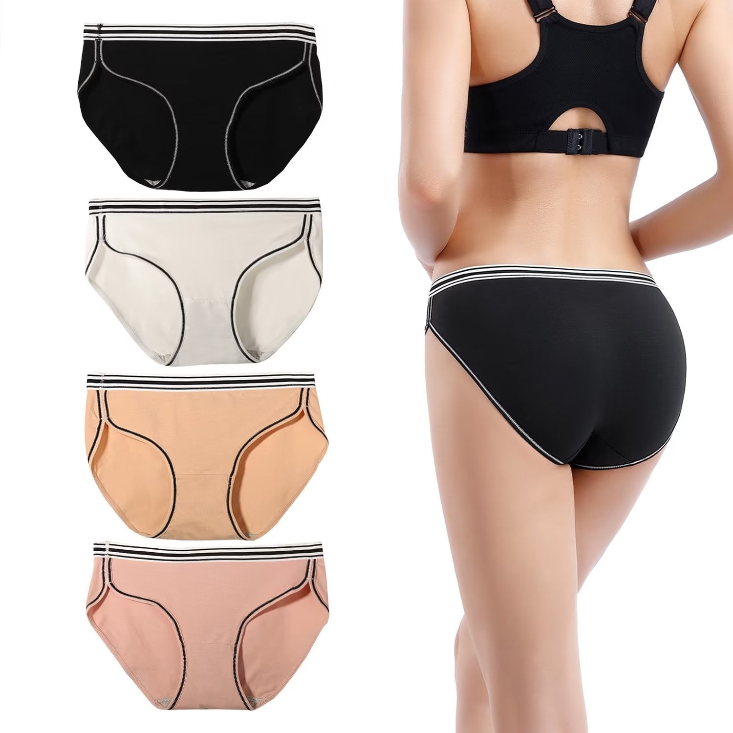 Yunleeb Big Girl Panties Basic Functional Cotton Briefs Hipster Panties  Comfortable Teen Underwear 4 Pack (10~18yrs) Mix2 L 