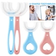 thumbnail image 1 of Cepillo de dientes en forma de U para niños de 2 a 12 años Cabezal de cepillo de silicona suave Limpieza oral de 360 ​​° para regalo de cumpleaños de Navidad Muyoka Hogar, 1 of 6