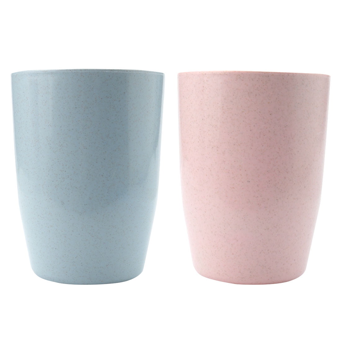 Home Bathroom Plastic Cylinder Toothbrush Holder Gargle Water Cup 380ml 2pcs