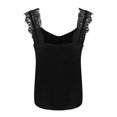 thumbnail image 5 of Idoravan Tank Tops for Women Clearance Women's Sleeveless Lace Camisole Top Splicing Undershirt Solid Color T-shirt, 5 of 5