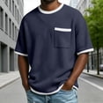 thumbnail image 2 of CUSTG Men Tshirts Summer Knit Pocket Tee For Breathable Casual Short Sleeve Blend Shirt With Front Chest Pocket Vacation Solid Color Tops, 2 of 6