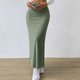 thumbnail image 4 of Faldas largas Falda ajustada para mujer Traje informal de punto cómodo y elegante (verde militar S) Cgtredaw ejercito verde T S para Mujer, 4 of 6