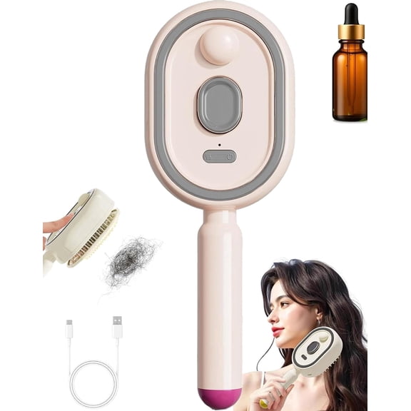 Steam Detangling Brush for Natural Hair - 2026 Rechargeable Electric Model: Anti-Static, Frizz-Smoothing, and Nourishing