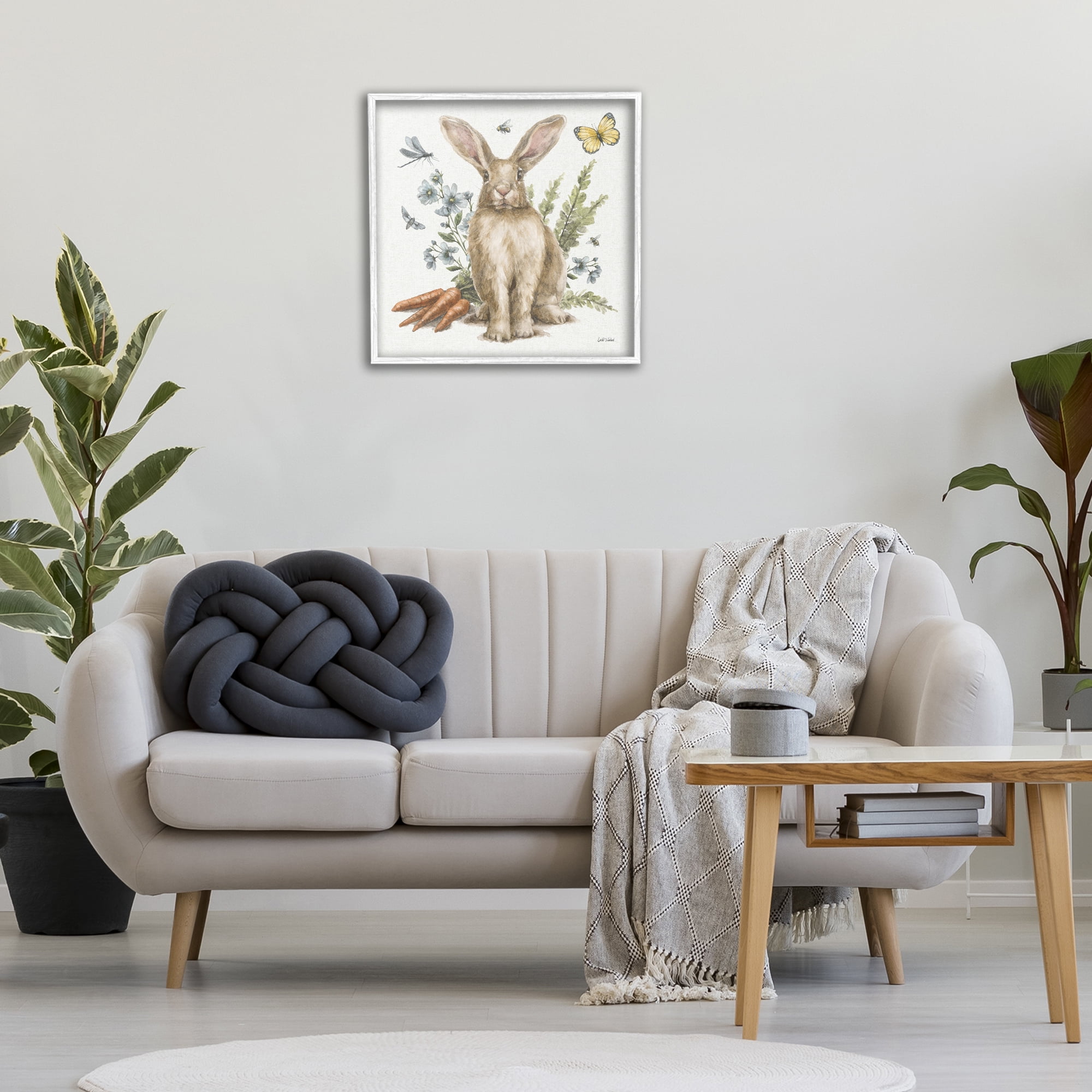 Stupell Industries Rabbit & Garden Patch Animals & Insects Painting White Framed Art Print Wall Art, 24 x 24