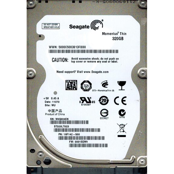 Seagate ST320LT023 P/N: 1AF142-500 F/W: 0001SDM1 WU 320GB