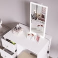 thumbnail image 4 of Ember Interiors Small Kids Vanity with LED Lights, Makeup Chair, Crystal Ball Knobs, White, 4 of 4