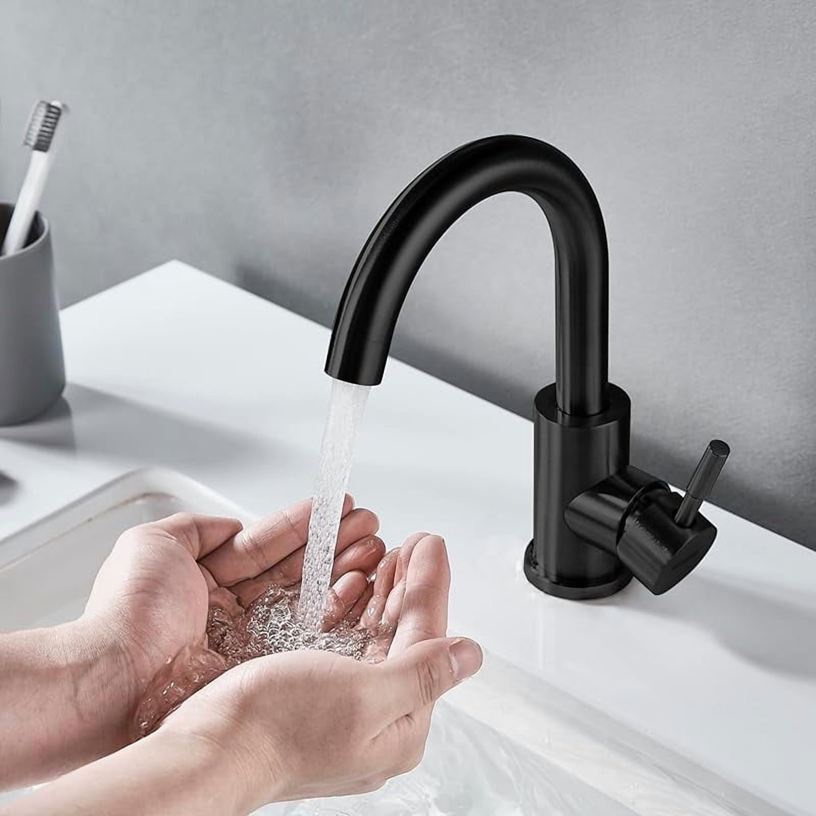 Cnshop Matte Black Bar Faucet, Single-Hole Stainless Steel Prep Faucet for Kitchen and Bathroom