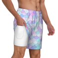 thumbnail image 2 of Kdxio Rainbow Scales Print Men'S Swim Trunks With Compression Liner 7 Inch Inseam Quick Dry Swim Shorts, 2 of 7