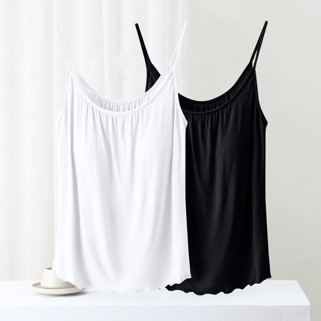 LOVZFMLL Tank Tops for Women's Summer Fashion Solid Color Inner Layup With Chest Cushion And Suspender Round Neck Top